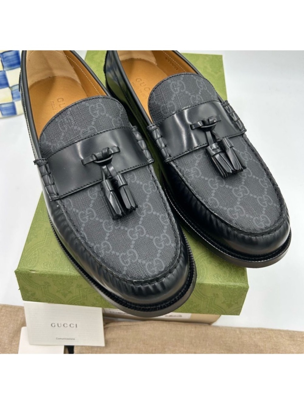 Men’s Gucci GG supreme tassel loafer size 12 made in Italy - Picture 2 of 9